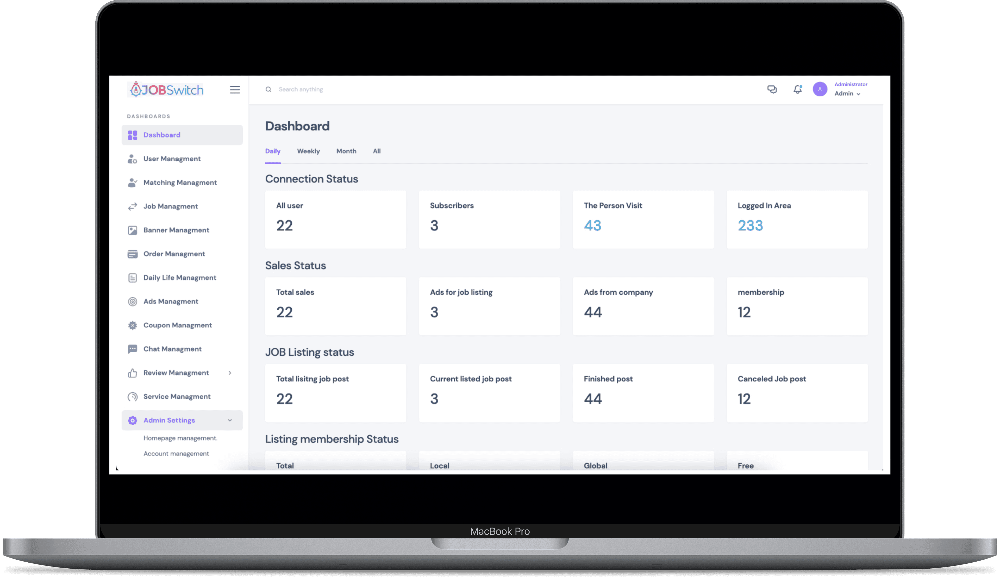 JOBSwitch Dashboard